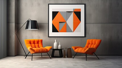 Sticker - modern grey and orange background