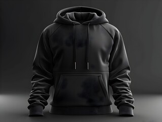 Wall Mural - Minimalist Black Hoodie Against Dark Background for Apparel Design Showcase