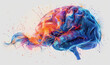 © Suralai - brain with circuits intertwined with paint splatters: Suggests that AI draws from both logic and creativity,generative ai