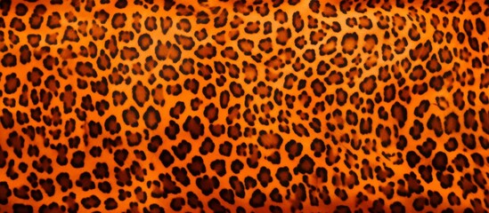 Wall Mural - Close up view of a luxurious leopard print fabric with intricate patterns, set against a sleek black background