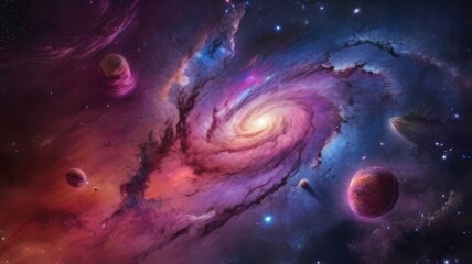  Beautiful galaxy planet background with vibrant colors
