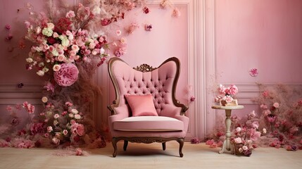 Wall Mural - vintage pink studio background