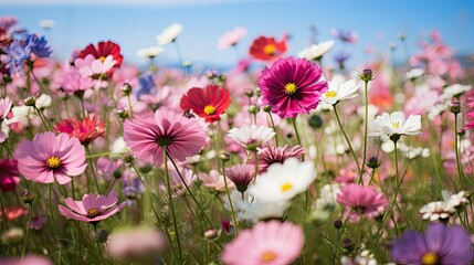 Poster - field pastel flowers