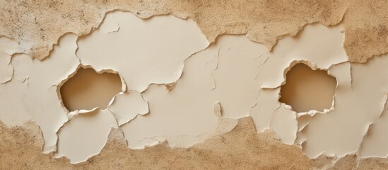 Canvas Print - Weathered concrete surface featuring white paint and numerous holes scattered throughout