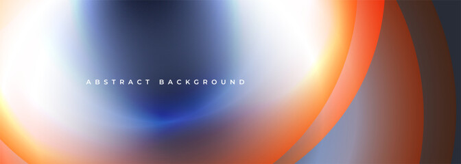 Aufkleber - Curved gradient vector background. Blue, orange white abstract glowing color gradient wave banner. Blurred soft blend color gradation minimalist backdrop. Vector illustration
