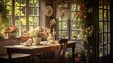 Fototapeta Uliczki - dg blurred cottage interior In