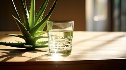 Wall Mural - leaves aloe on table