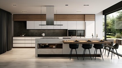 Sticker - minimalist interior design kitchen island