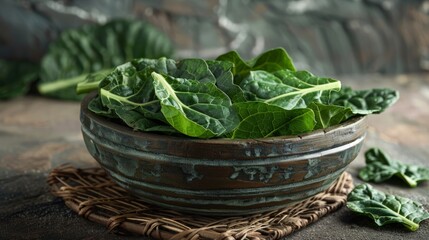 Wall Mural - Gourmet photography of traditional African Collard greens soul food