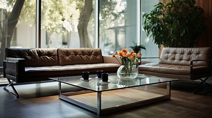 Poster - leather interior home coffee table