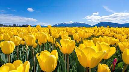 Sticker - field yellow tulips