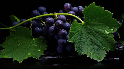 Canvas Print - leaf dark grape background