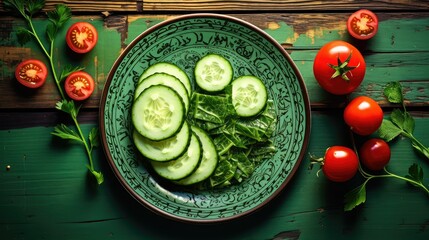 Wall Mural - colorful slice cucumber background