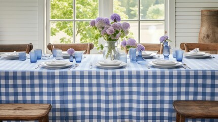 Poster - fabric gingham blue