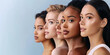 A group of women with different skin tones stand side by side
