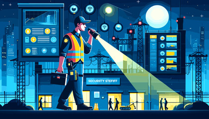 Construction site related concept vector illustration