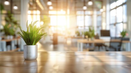 A blurred photo of a modern bright office space with fancy stylish interior