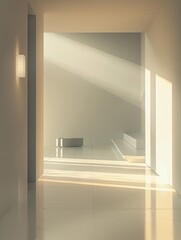 Canvas Print - Serene and Bright Minimalist Interior with Natural Lighting and Geometric Shapes