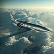 Sleek and Powerful Jet Aircraft Soaring Through Ethereal Clouds in the Sky