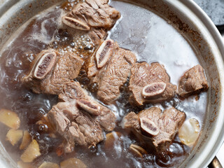 Poster - Beef ribs boiled in a pot	