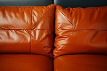 Closeup leather cushion on the sofa background