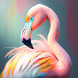 Pink flamingo in pastel colors. Generative AI	