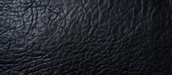 Poster - Zoomed-in view showcasing the intricate pattern on a black leather surface, highlighting its unique texture and quality