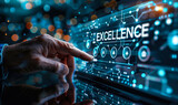 Fototapeta Panele - Achieving Excellence in Business: Technology Empowering Strategic Goals, Continuous Improvement, and Seamless Integration for Organizational Success