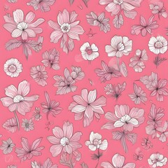  seamless pattern with pink flowers