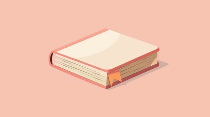 An open book with a bookmark illustrates the joy of reading and learning on Teachers Day. Pastel pink color, Flat illustration. World Book Day. Copy space.