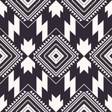 Fototapeta Do przedpokoju - Aztec southwest black and white pattern. Vector native American southwestern geometric shape seamless pattern. Southwest geometric pattern use for textile, home decoration elements, upholstery, etc.