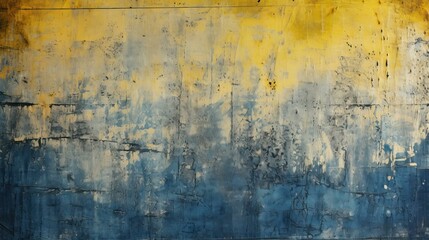 Canvas Print - cracked blue and yellow grunge background