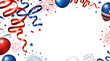 USA 4th of july independence day banner design of ribbon and balloon with firework on white background Vector illustration