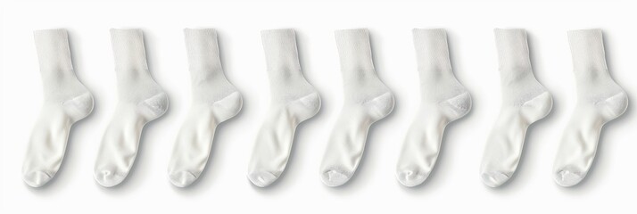 Wall Mural - Set  white socks on white background. Banner design.