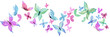 Pastel colored watercolor hand painted butterflies. PNG transparent design element