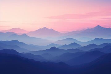 Wall Mural - Mountain range at sunset background, A serene mountain range at sunset with hues of pink, illustration of a mountain range silhouetted against a breathtaking sunset sky, Ai generated