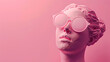 Stylish Pastel Bust with Sunglasses, Modern Artistic Concept. A Mix of Classic and Trendy Styles. Perfect for Creative Projects. AI