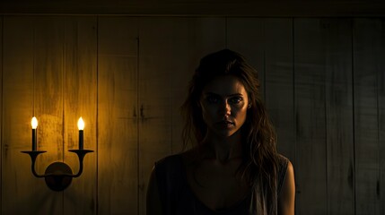 Canvas Print - room woman in the dark