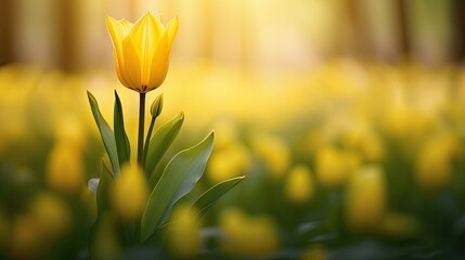 Poster - spring yellow tulip