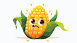 Cute funny crying sad corn character. Vector hand