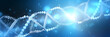 Biochemical study of DNA on blue backdrop Genetic Engineering & Biotechnology shiny bokeh background

