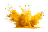 Fototapeta Las - Yellow color powder explosion splash with freeze isolated on background, abstract splatter of colored dust powder.
