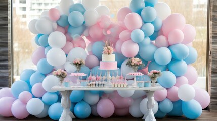 Wall Mural - baby pink and blue balloons