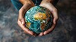 © 2D_Jungle - Hands holding a globe together, symbolizing global collaboration and international business partnerships.