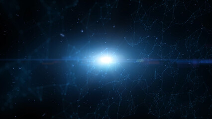 Wall Mural - high speed flight through space nebula in the dark blue universe. illustration background.