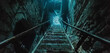 A staircase leading down into the darkness of a deep, cavernous pit