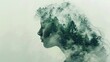 © Instacraft.Studio - Double exposure of woman with green pine forest background, mother earth concept