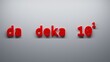 © DBA - da deka 10 1 Metric Prefixes numbers - 3D render illustration - white background