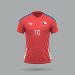 Wall Mural - 3d realistic soccer jersey Chile national team 2024