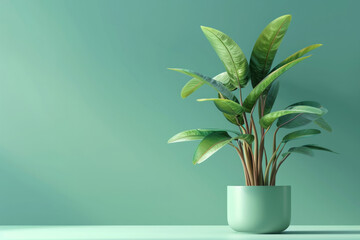 An isolated green plant in a pot